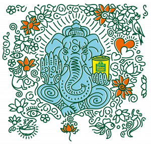Motiv eines indonesischen Elefanten in künstlerisch stilisiertem Lineartwork